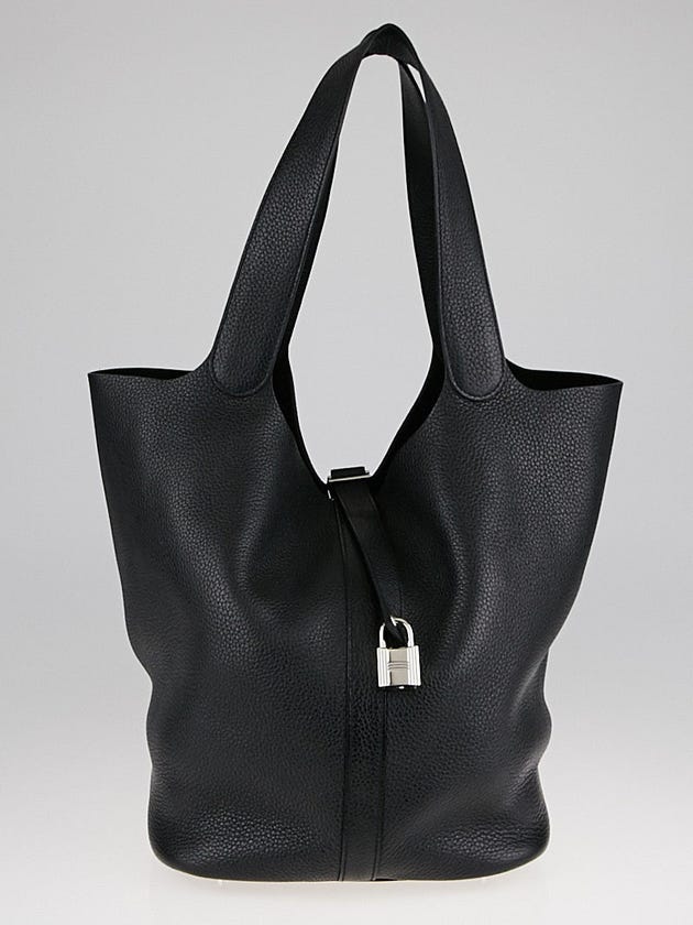 Hermes 31cm Black Clemence Leather Picotin Lock TGM Bag