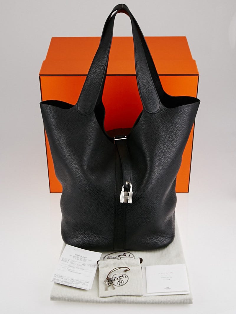 Hermes 31cm Black Clemence Leather Picotin Lock TGM Bag - Yoogi's Closet