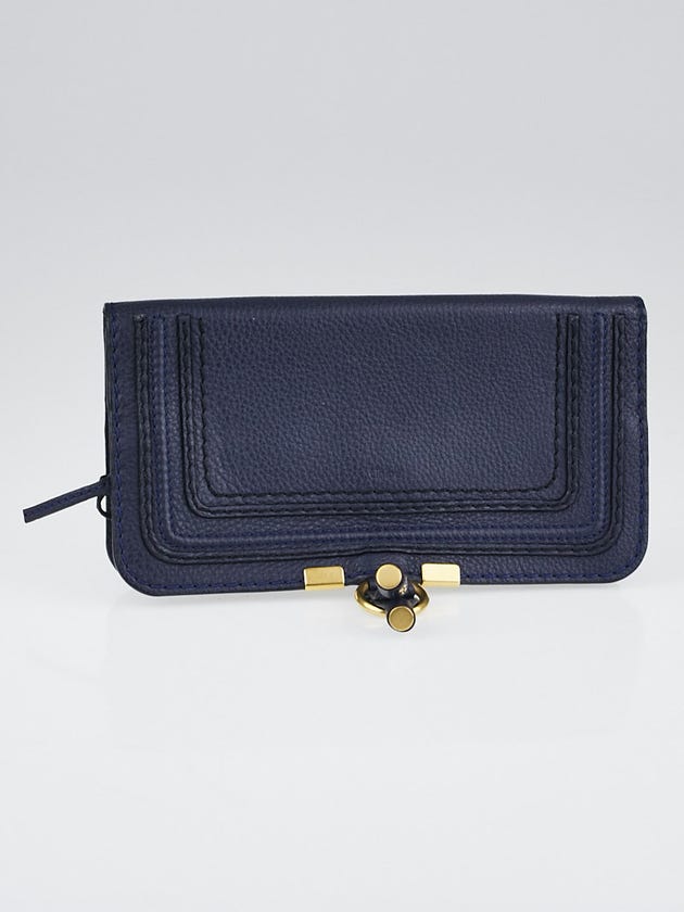 Chloe Navy Blue Leather Marcie Travel Wallet