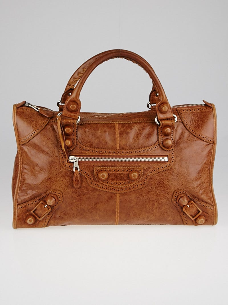 Balenciaga Automne Lambskin Leather Giant Brogues Covered Work Bag