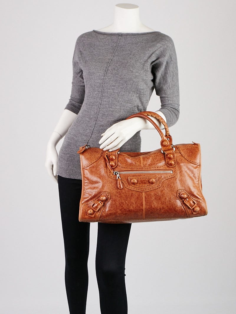 Balenciaga Automne Lambskin Leather Giant Brogues Covered Work Bag