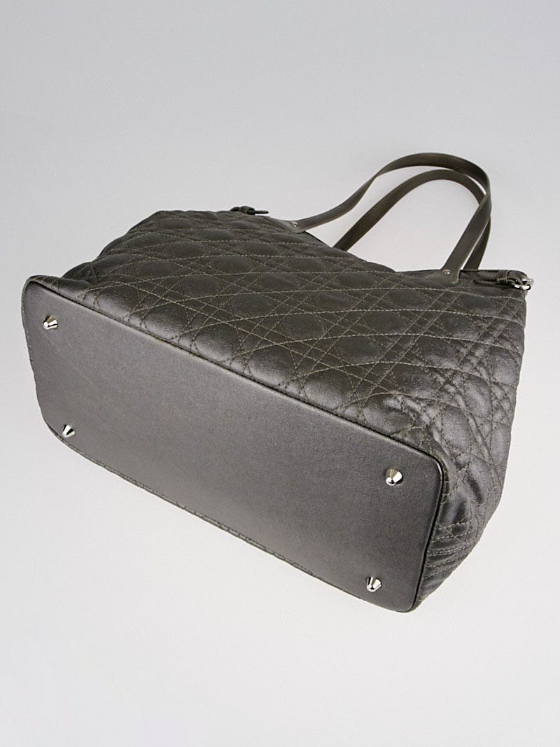 Christian Dior Grey Cannage Quilted Coated Canvas Medium Panarea