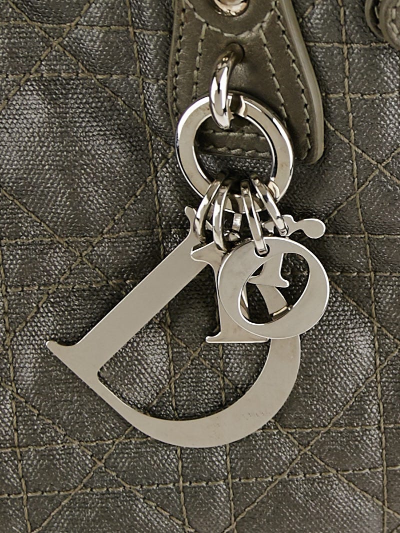 Christian Dior Grey Cannage Quilted Coated Canvas Medium Panarea