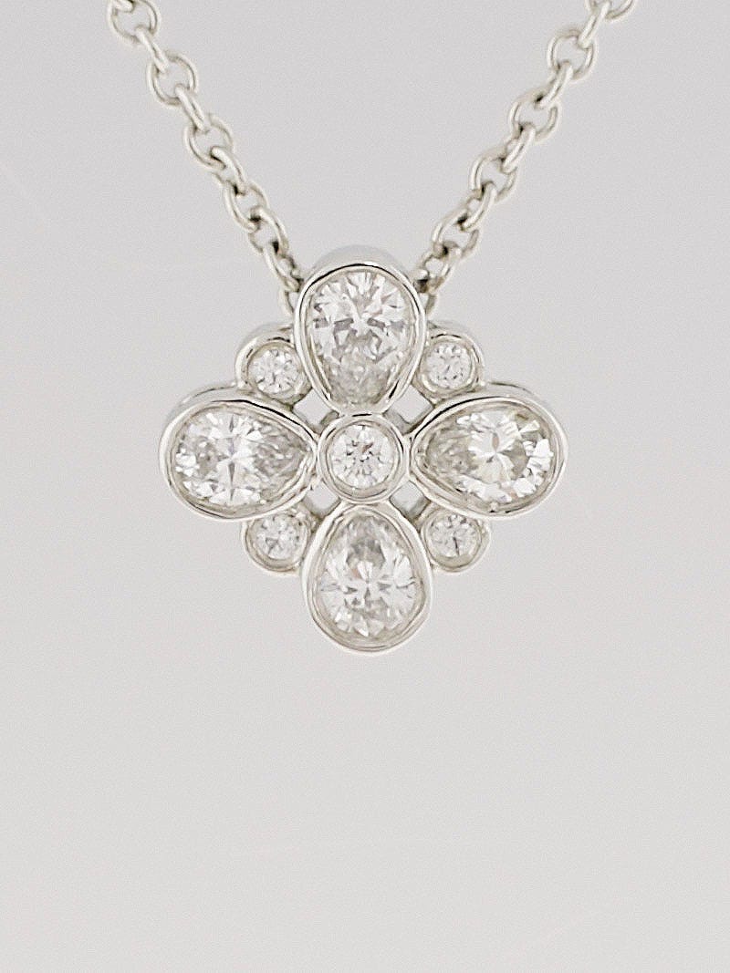 Tiffany Co. Platinum and Diamond Enchant Flower Pendant Necklace Yoogi s Closet