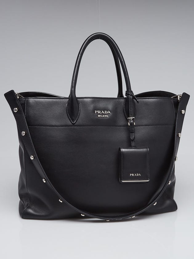 Prada Black Calfskin Leather Tote Bag 1BG041