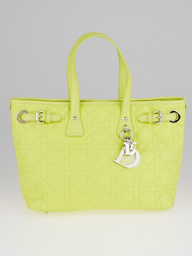 Christian Dior Yellow Cannage Quilted Coated Canvas Small Tote Bag