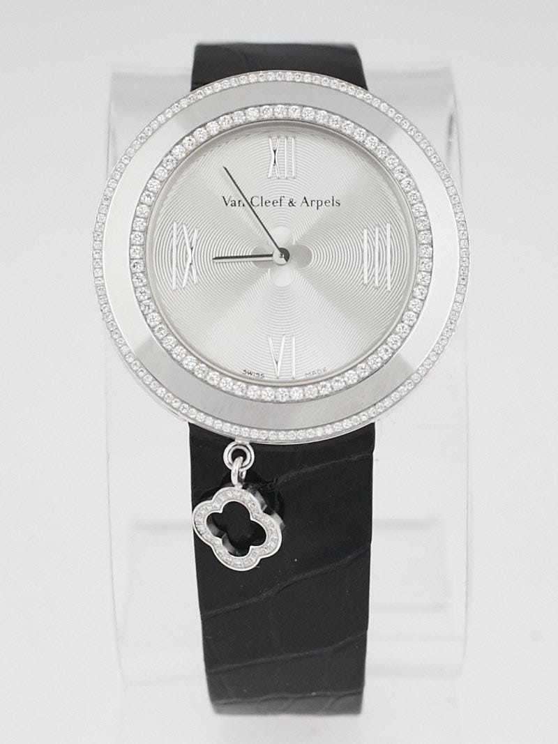 Van Cleef Arpels 18k White Gold and Diamond 38mm Charms Quartz