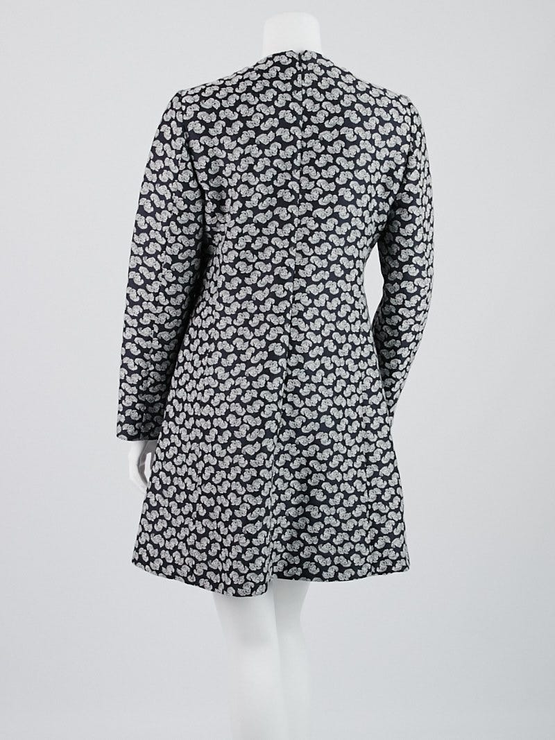 Stella McCartney Navy Blue Floral Jacquard Cotton Blend Long Sleeve Dress Size 8/42