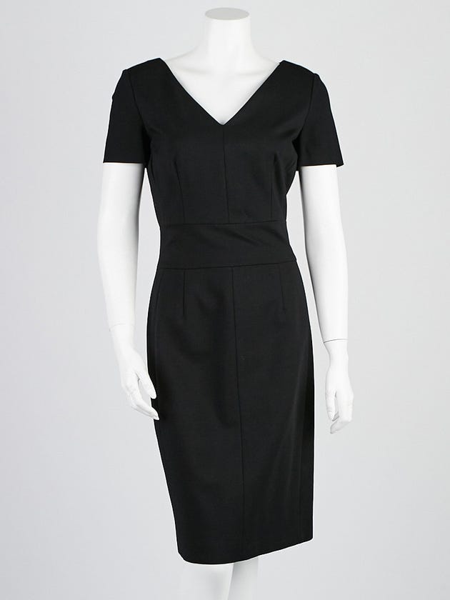 Prada Black Stretch Knit Fabric Short Sleeve Dress Size 8/42