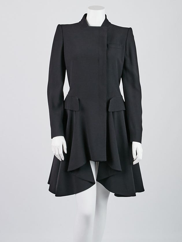 Alexander McQueen Black Acetate/Rayon Long Coat Size 8/42