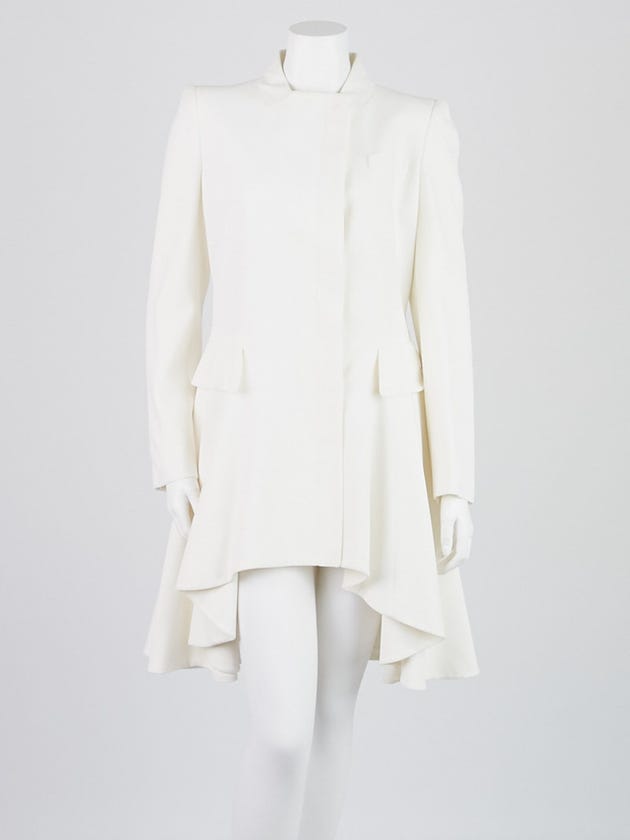 Alexander McQueen White Crepe Drape Long Coat Size 8/42