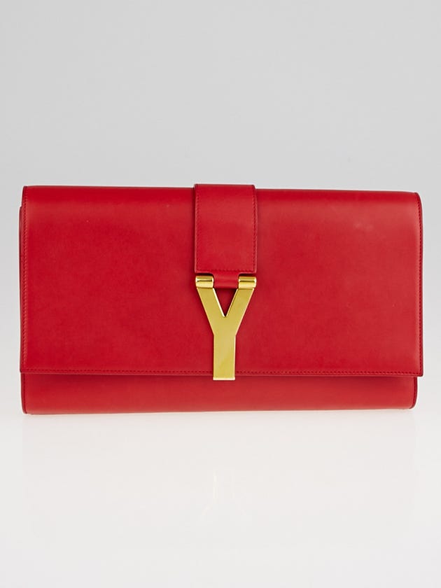 Yves Saint Laurent Red Calfskin Leather Ligne Y Clutch Bag