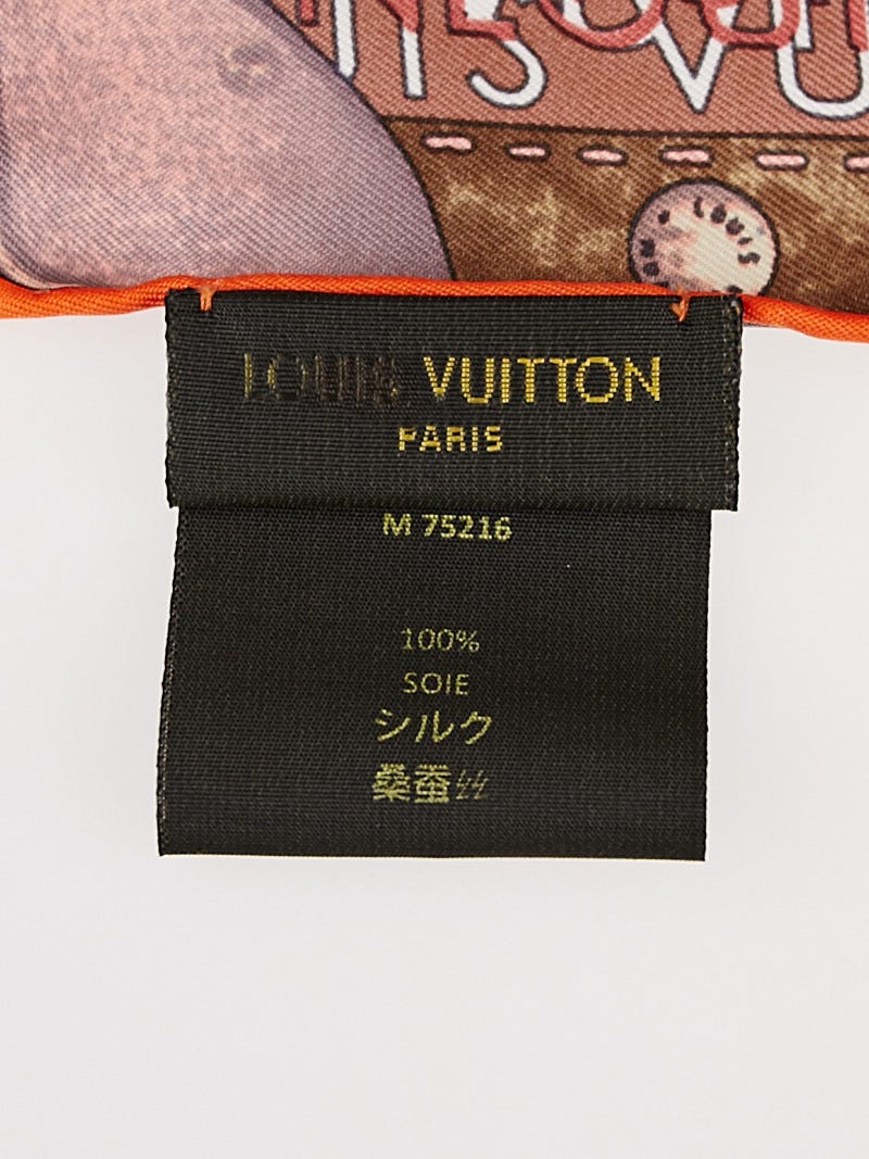 Louis Vuitton Orange/Pink/Blue Square Silk Monogram Map Scarf