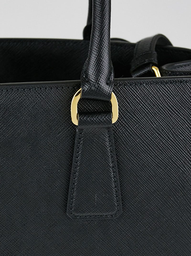 Prada Black Saffiano Lux Leather Small Convertible Tote Bag 1BA874