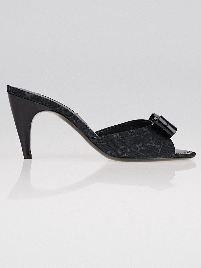 Louis Vuitton Black Monogram Mini Lin Grenadine Open-Toe Heels