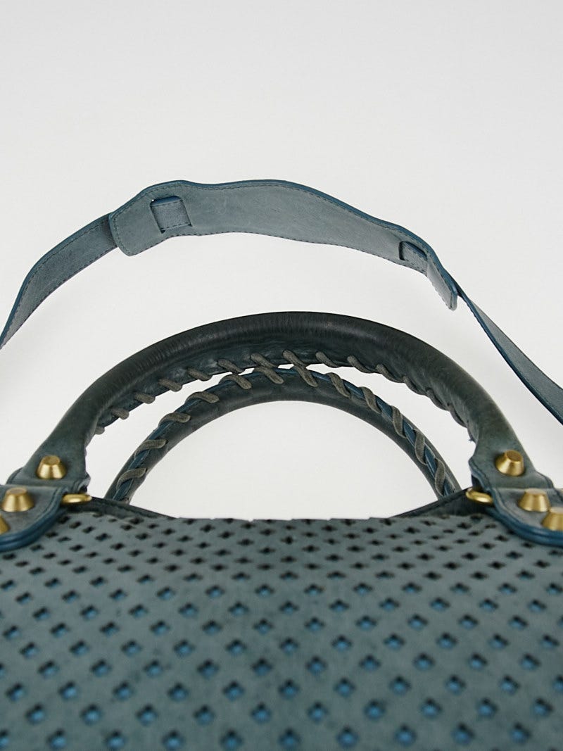 BALENCIAGA city バッグ Balenciaga Olive Perforated Leather Motorcycle City Bag