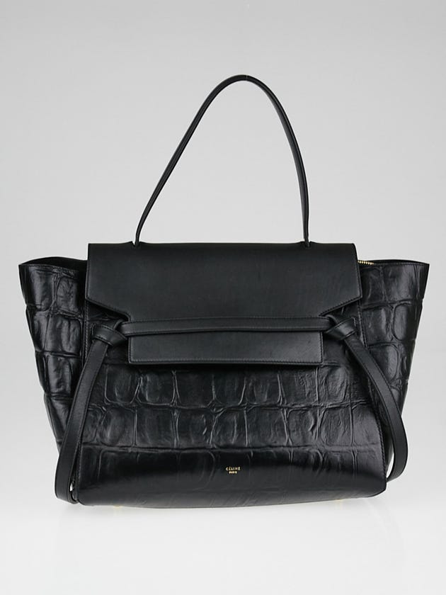 Celine Black Embossed Calfskin Leather Small Belt Bag