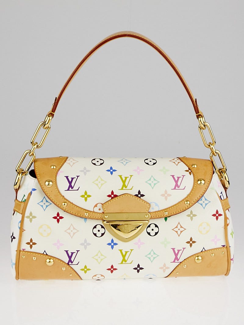 Louis Vuitton Beverly MM White Multicolor Monogram Canvas Shoulder Tote Bag