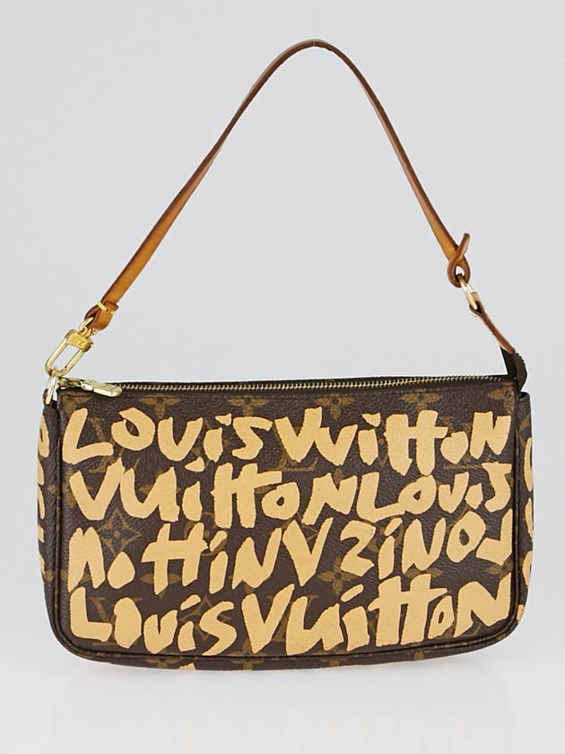 Louis Vuitton Limited Edition Beige Graffiti Stephen Sprouse Accessories Pochette Bag