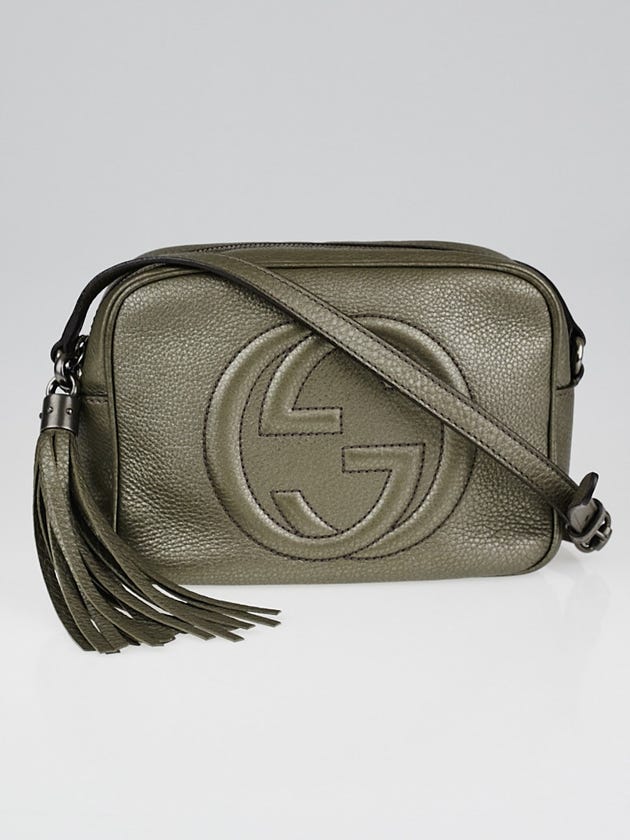 Gucci Pewter Pebbled Leather Soho Disco Chain Shoulder Bag