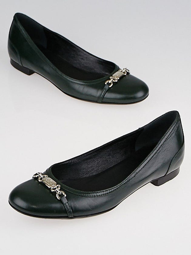 Gucci Green Leather Ballet Flats Size 5.5/36