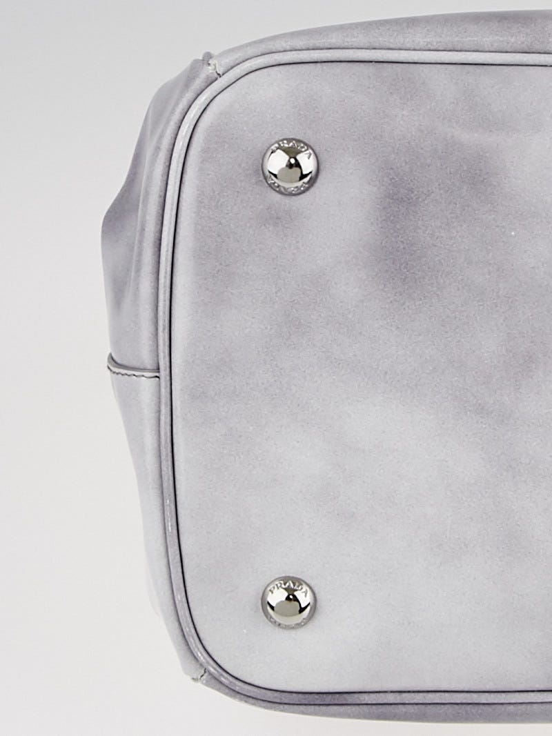 Prada Grigio Spazzolato Leather Kiss-Lock Frame Satchel Bag BR4447