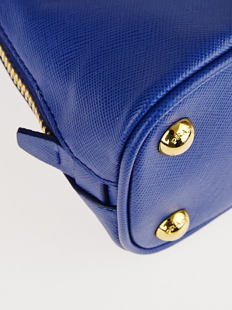 Prada Azzurro Saffiano Lux Leather Mini Bag BL0851 | Yoogi's Closet