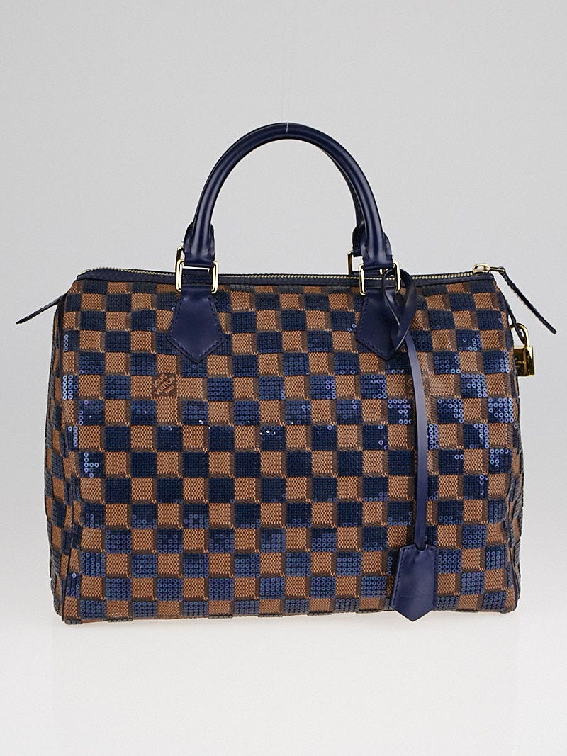 SOLD Speedy 30 blue damier paillettes sequins Like new condition