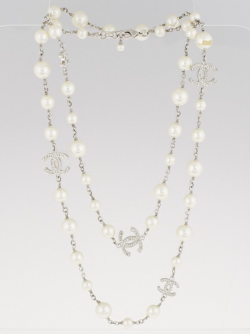Chanel Faux Pearl & Crystal 'CC' Long Necklace Q6J11F0RDB054
