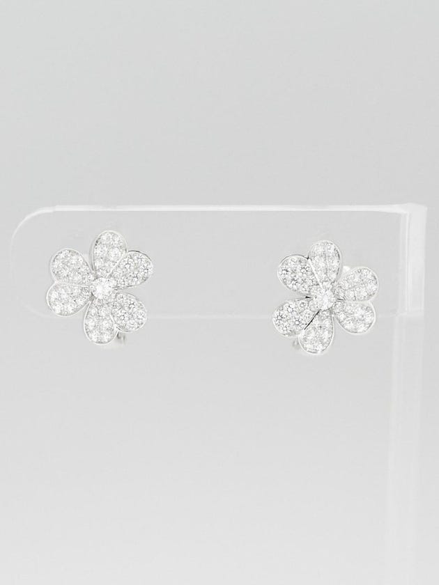 Van Cleef & Arpels 18k White Gold and Diamond Frivole Small Earrings