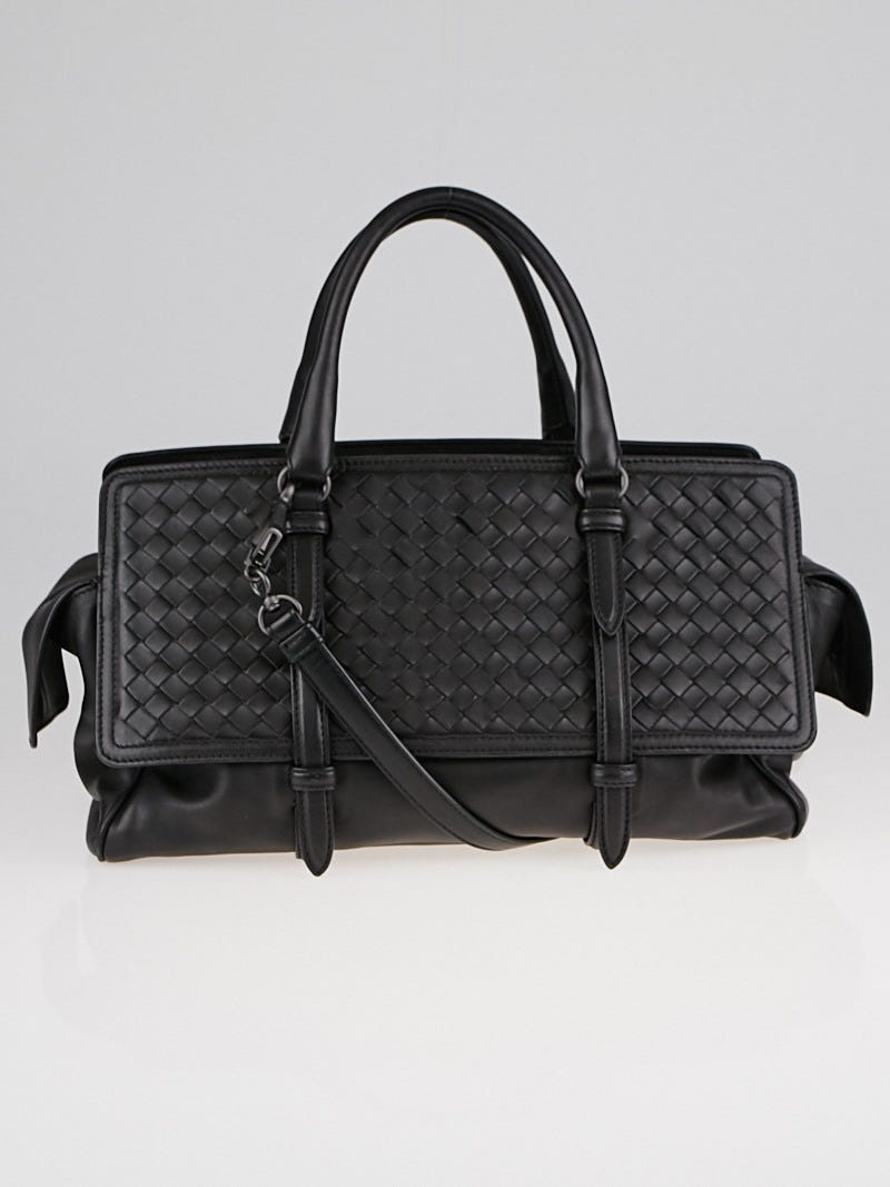 Bottega Veneta Black Intrecciato Woven Nappa Leather Monaco Medium Satchel Bag Yoogi s Closet