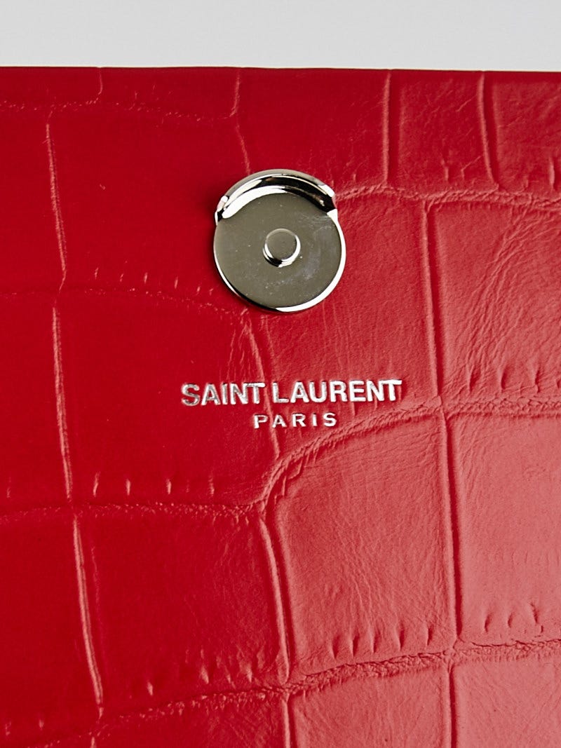 Yves Saint Laurent Red Crocodile Embossed Calfskin Leather Kate