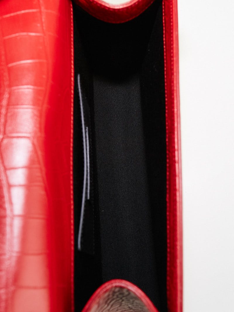 Yves Saint Laurent Red Crocodile Embossed Calfskin Leather Kate