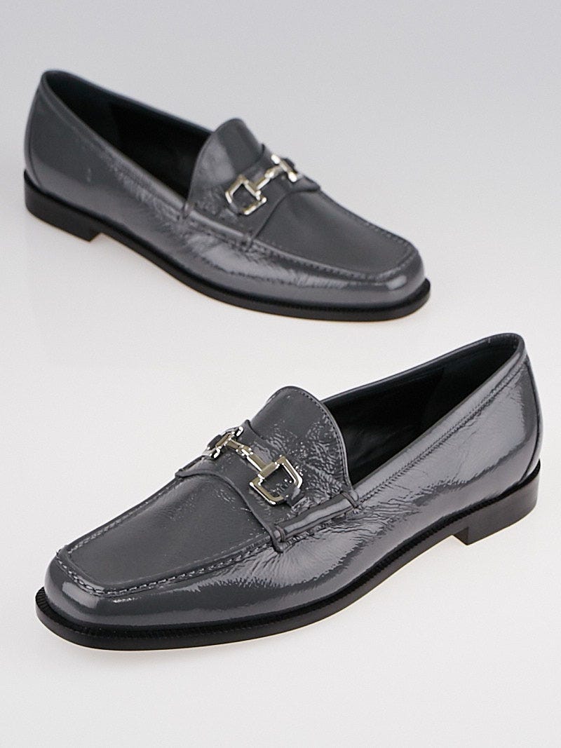 Grey patent sales loafers