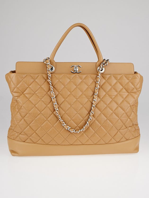 Chanel Beige Quilted Leather Be CC Tote Bag