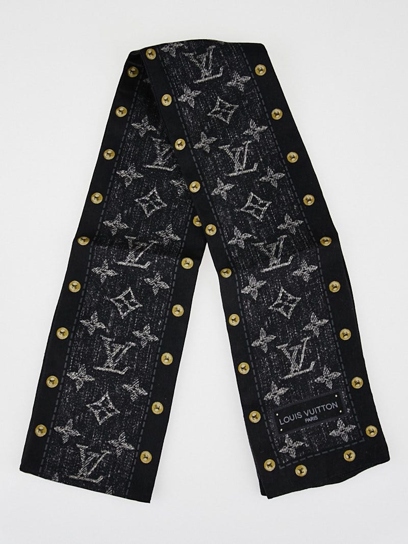 Louis Vuitton Black New Denim Silk Bandeau Scarf - Yoogi's Closet