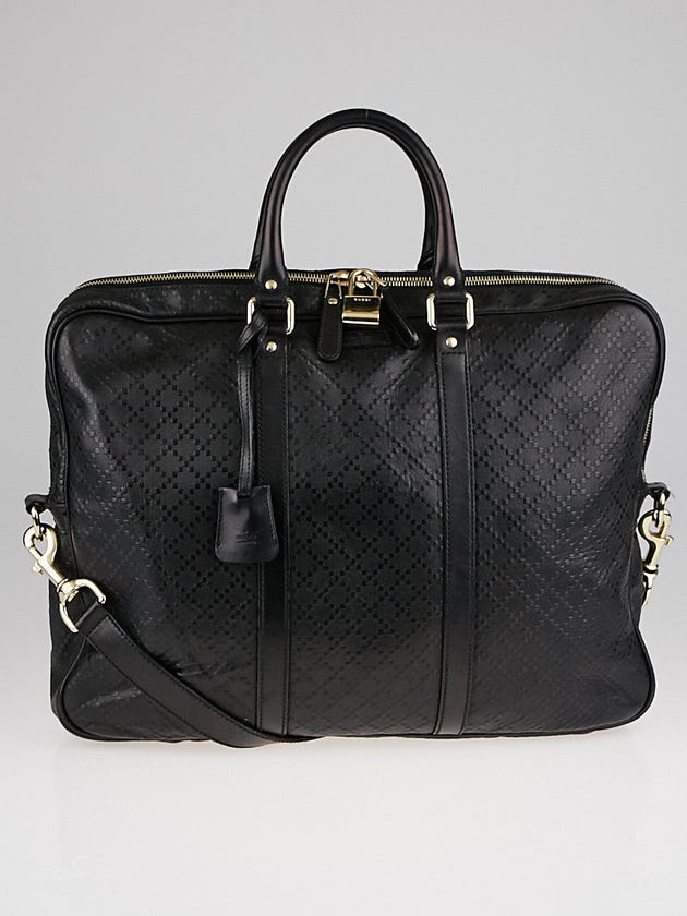 Gucci Black Diamante Textured Leather Briefcase