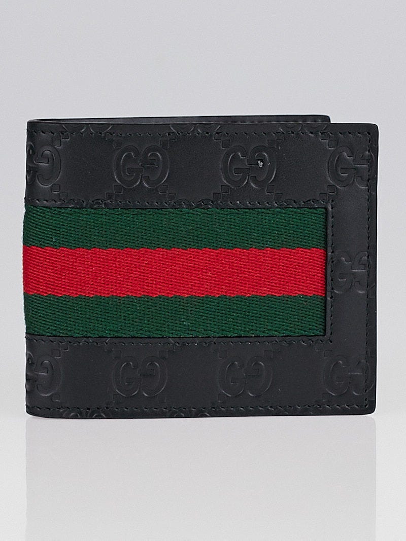 Gucci Black Guccissima Leather Web Bifold Wallet Gucci