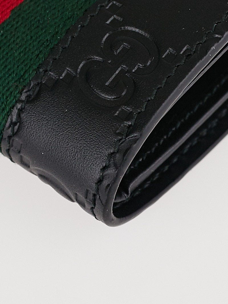 Gucci Black Leather Guccissima Web Bi-Fold Wallet Gucci | The Luxury Closet