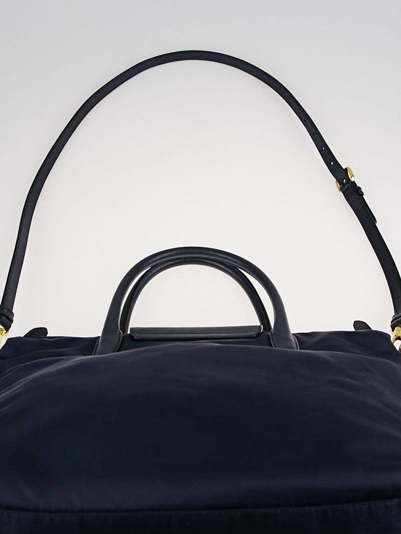 Prada Navy Blue Tessuto and Saffiano Leather Crossbody Bag Prada