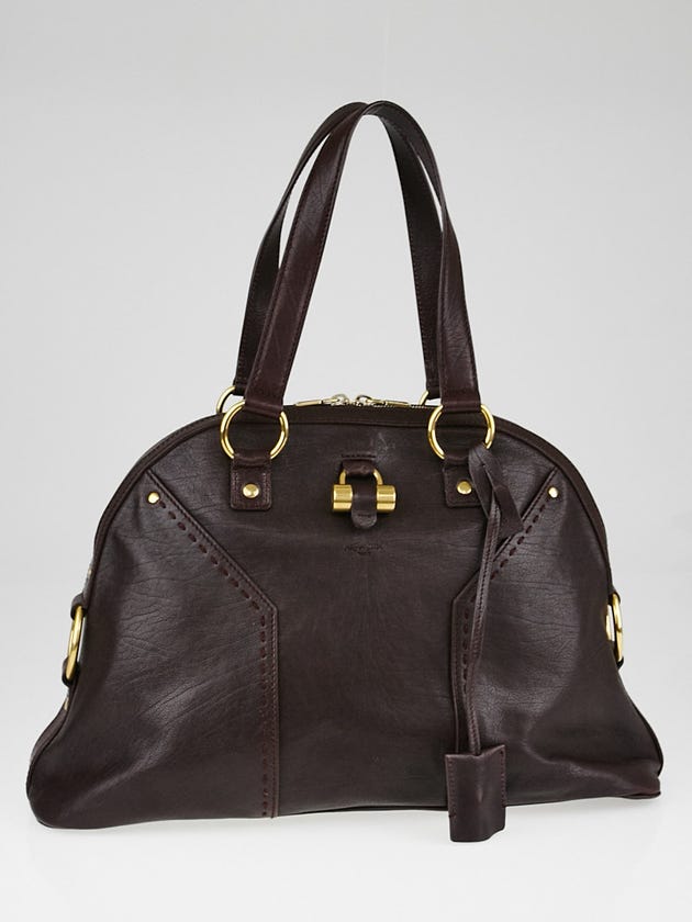 Yves Saint Laurent Bordeaux Calfskin Leather Large Muse Bag
