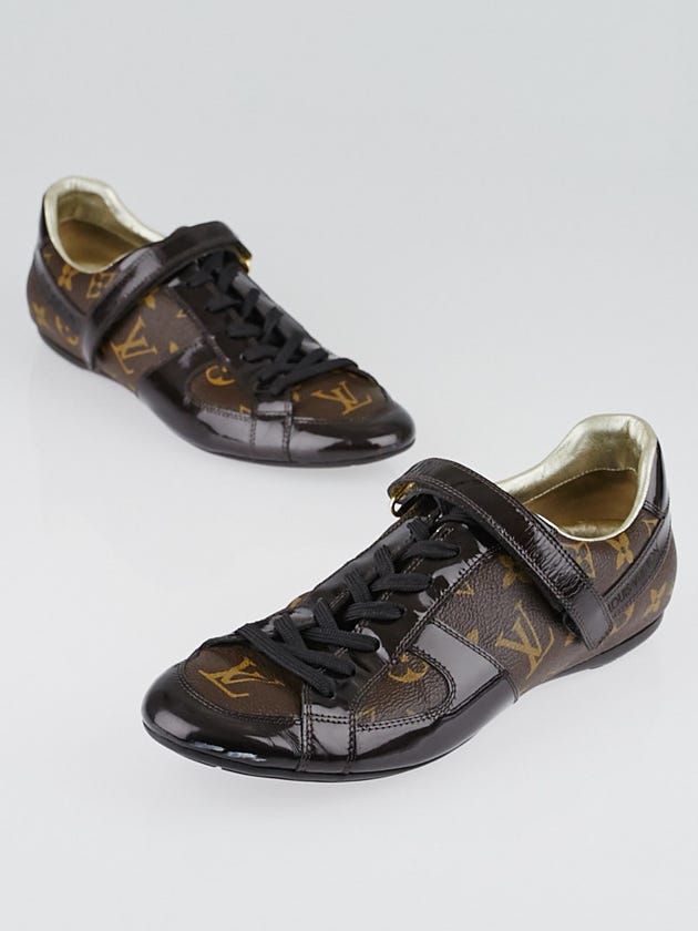 Louis Vuitton Monogram Canvas and Patent Leather Globe Trotter Sneakers Size 8.5/39