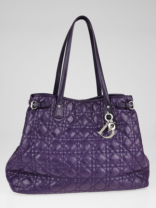 Christian Dior Purple Cannage Quilted Coated Canvas Large Panarea Tote Bag