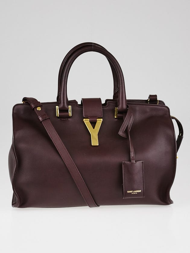 Yves Saint Laurent Plum Smooth Calfskin Leather Small Cabas ChYc Bag