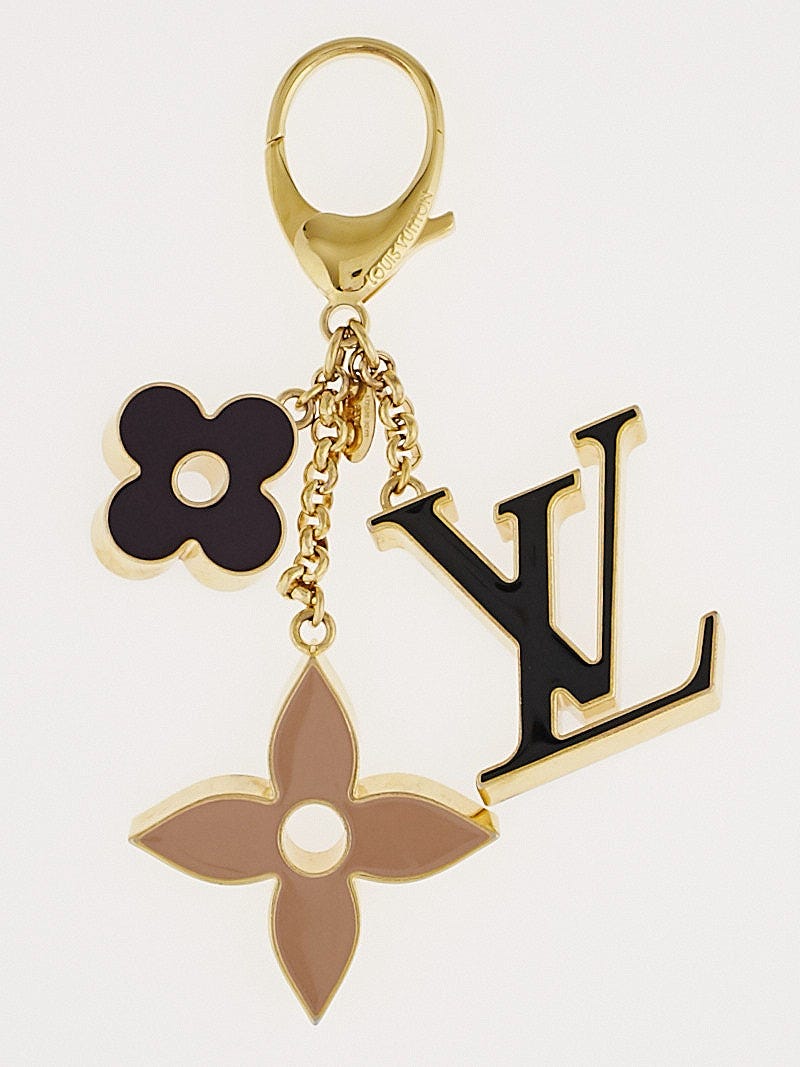 Louis Vuitton Black/Brown/Beige Enamel and Metal Fleur de Monogram Key Ring  and Bag Charm - Yoogi's Closet