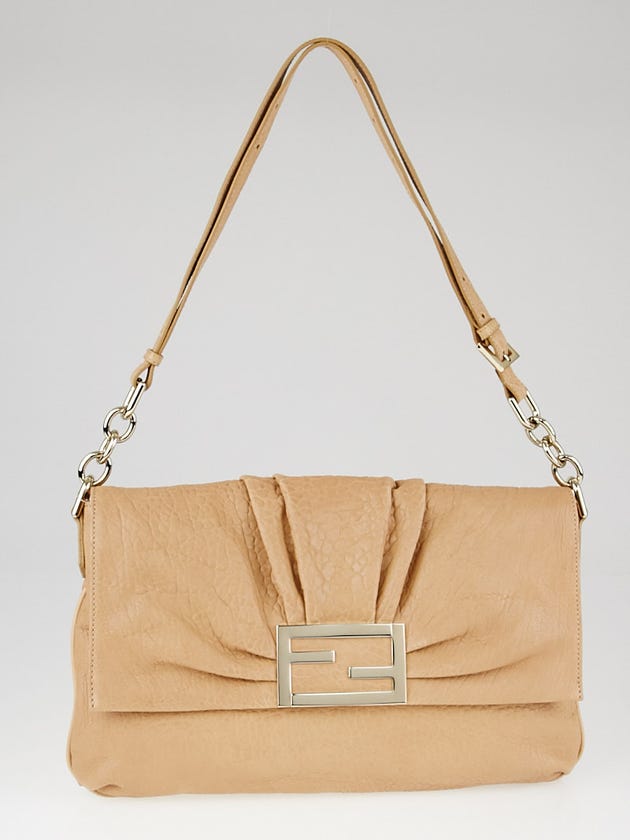 Fendi Beige Leather Large Mia Flap Bag 8BT163