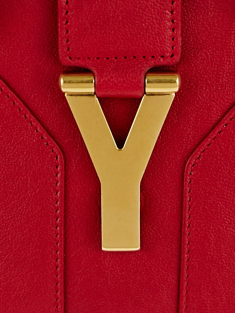 Yves saint laurent red calfskin discount leather small cabas chyc bag