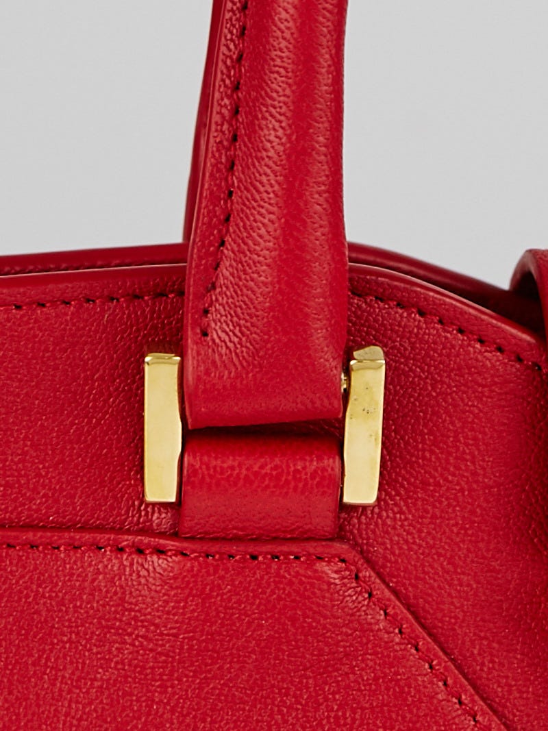 Yves saint laurent red calfskin discount leather small cabas chyc bag