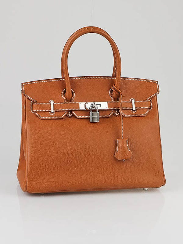 Hermes 30cm Orange Epsom Leather Gold Plated Birkin Bag - Yoogi's Closet