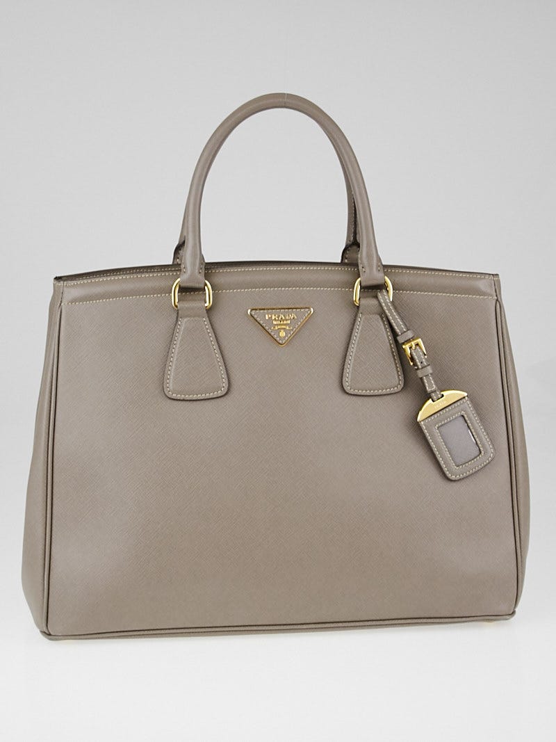 Prada Argilla Saffiano Lux Leather Parabole Shopping Tote Bag BN2401 -  Yoogi's Closet